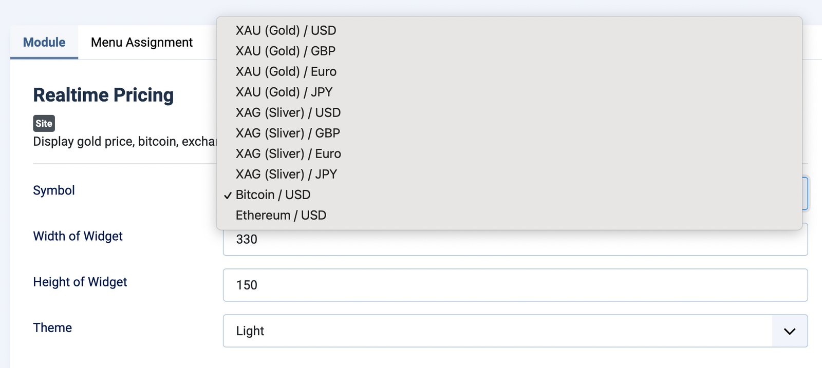 Realtime price config